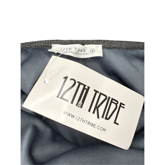 12th Tribe Women’s Medium Sweater Dress Geometric Flare Sleeve Open Back NEW - Picture 6 of 7